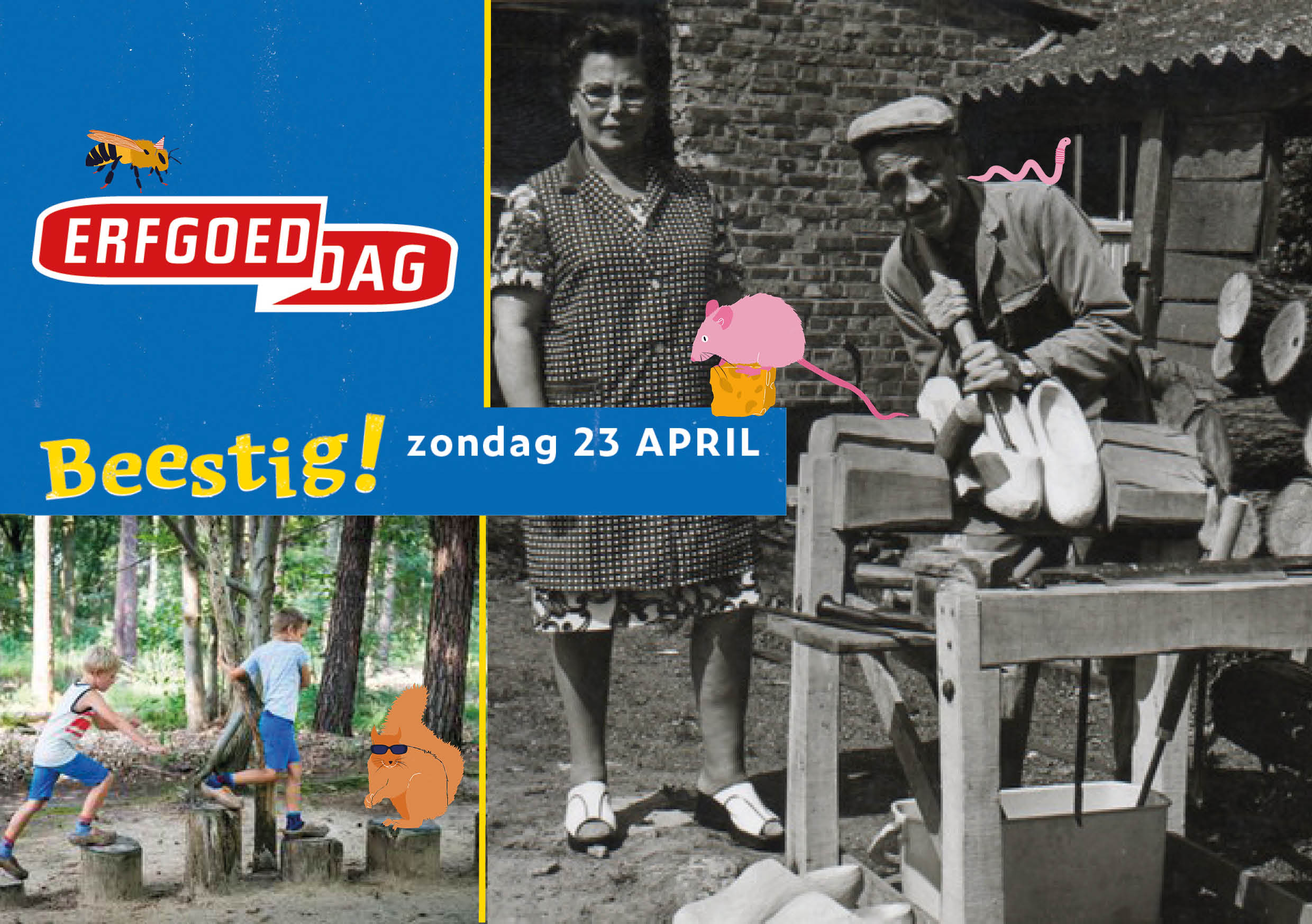 Beestige bezoekers in het klompenmuseum